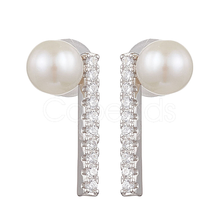 Natural Pearl Ear Studs EJEW-P286-18P-1