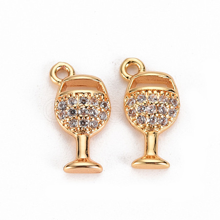 Brass Micro Pave Clear Cubic Zirconia Charms X-KK-S360-131-NF-1