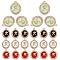 24Pcs 4 Colors Rack Plating Alloy Enamel Pendants, with Crystal Rhinestone, Light Gold, Cadmium Free & Nickel Free & Lead Free, Oval with Rose Flower, Mixed Color, 21x16x4mm, Hole: 1.6mm, 6Pcs/color