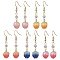 Epoxy Resin Flower Dangle Earrings, with 304 Stainless Steel Earring Hooks, Golden, Mixed Color, 43x10mm