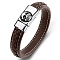 Imitation Leather Flat Cord Bracelet, with Magnetic Stainless Steel Skull Clasps, Coconut Brown, 7-7/8 inch(20cm)