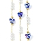 10M Ion Plating(IP) 304 Stainless Steel & ABS Plastic Pearl Bead & Butterfly Glass Link Chains, Soldered, with Spool, Real 18K Gold Plated, Royal Blue, Butterfly: 6.5x7.5x5mm, Bead: 4x3.5mm, about 32.81 Feet(10m)/Roll