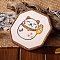 DIY Octagon with Lucky Cat Pattern Embroidery Kits, Including Printed Cotton Fabric, Embroidery Thread & Needles, Plastic Embroidery Hoops, Goldenrod, 140x140mm