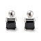 Square 316 Surgical Stainless Steel Pave Cubic Zirconia Ear False Plugs for Women Men, Stainless Steel Color, Black, 7x7mm