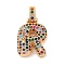 Brass Micro Pave Cubic Zirconia Pendants, Real 18K Gold Plated, Colorful, Letter R, 18.5~24x12.5~25.5x5~5.5mm, Hole: 5x3mm