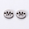 Tarnish Resistant 201 Stainless Steel Links, Laser Cut, Flat Round with Letter, Letter.M, 6x6x1mm, Hole: 0.8mm