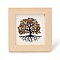 Tree of Life Natural Tiger Eye Chips Picture Frame Stand, with Wood Square Frame, Feng Shui Money Tree Picture Frame Home Office Decoration, 66x130x120mm, Inner Diameter: 90x90mm