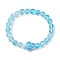 8mm Round Dyed Synthetic Moonstone Beaded Stretch Bracelets, Beach Tortoise Handmade Porcelain Bracelets for Women, Light Sky Blue, Inner Diameter: 2 inch(5.2cm), Bead: 8mm, Tortoise: 18.5x15mm