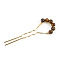 Alloy Hair Forks, with Tiger Eye, Hair Accessories for Women Girls, Coffee, 104x8mm