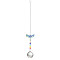 Metal Animal Hanging Ornaments, Teardrop & Rainbow Color Glass Suncatchers for Home Outdoor Decoration, Dragonfly, 345x65mm