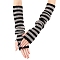 Stripe Acrylic Fibers Knitting Long Fingerless Gloves, Arm Warmer, Winter Warm Gloves with Thumb Hole, Black, 500x70mm