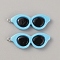 Opaque Resin Pendants, Sunglasses Charms, with Platinum Tone Iron Loops, Light Sky Blue, 45x16x4mm, Hole: 2mm