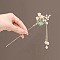 Alloy Hair Sticks, Hair Accessories for Women Girls, Floral White, 180mm