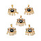 Lampwork Evil Eye Pendants with Colorful Cubic Zirconia, Real 18K Gold Plated Brass Findings, Lead Free & Cadmium free, Black, 27x22.5x4.5mm, Hole: 4x3.5mm