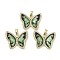 Real 18K Gold Plated Rack Plating Brass Micro Pave Cubic Zirconia Pendants, with Resin, Long-Lasting Plated, Cadmium Free & Lead Free, Butterfly, Green, 21.5x26.5x5mm, Hole: 6x2.7mm