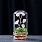 Natural Rose Quartz Display Decorations, Miniature Plants, with Glass Cloche Bell Jar Terrarium and Cork Base, Tree, 30x57mm