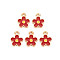 Alloy Enamel Pendants, Cadmium Free & Lead Free, Light Gold, Flower, FireBrick, 12.5x10x2mm, Hole: 1.6mm