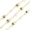 Enamel Lip Link Chains, with Glass Seed Beaded and Rack Plating Real 18K Gold Plated Brass Chain, Soldered, with Spools, Long-Lasting Plated, Cadmium Free & Lead Free, Marine Blue, 16x5.6x3mm