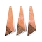 Resin & Wood Pendants, Triangle Charms, Light Salmon, 49x14.5x3.5mm, Hole: 2mm