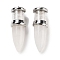 Natural Quartz Crystal Pointed Big Pendants, Rock Crystal Bullet Charms with Stainless Steel Color Plated Stainless Steel Findings, 51.5x16.5mm, Hole: 6x4.5mm