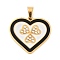 304 Stainless Steel Pendant, with Rhinestone and Enamel, Golden, Heart, 24.5x26.5x2.4mm, Hole: 6x4mm