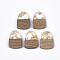 Transparent Resin & Walnut Wood Pendants, with Gold Foil, Teardrop, Gold, 28x20x3~4mm, Hole: 2mm