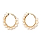 Ring Natural Pearl Beads Hoop Earrings for Girl Women, White, 38x40x7mm, Pin: 0.6mm