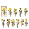 20Pcs 10 Styles Simulated Dried Flower Theme PET Stickers Sets, Self-adhesive Stickers, Yellow, 120x80mm, 2pcs/style