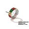 Chic Western Hip-hop Double-row Brass Rhinestone Ring Jewelry for Women, Colorful, Inner Diameter: 17mm