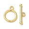 Rack Plating Brass Toggle Clasps, Long-lasting Plated, Lead Free & Cadmium Free, Real 18K Gold Plated, Ring: 18x14x2mm, Hole: 2.5mm, Bar: 22x6.5x3.5mm, Hole: 2mm