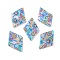 Natural Freshwater Shell Pendants, Flower Printed Rhombus Charms, Light Sky Blue, 21x14x2mm, Hole: 1.2mm