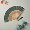 Bamboo Folding Fan with Tassel, for Party Wedding Dancing Decoration, Slate Gray, 230x400mm