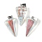 Spray Painted Glass Pendants, with Platinum Iron Loop, Cone, Clear, 26.5x15.5x13.5mm, Hole: 7.5mm