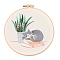 Cat Pattern DIY Embroidery Starter Kits, Including Embroidery Cloth & Thread, Needle, Embroidery Hoop, Instruction Sheet, Cat Shape, 300x300mm