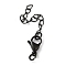 304 Stainless Steel Chain Extender, Black, 65~70mm, Clasp: 9x15mm, Chain: 43mm, Ring: 6x1mm.