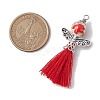 Porcelain Beaded with Polycotton Tassel Big Pendants PALLOY-JF02986-01-2