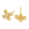 Rack Plating Brass Micro Pave Clear Cubic Zirconia Stud Earrings EJEW-N055-02G-04-RS-2