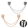 AHADEMAKER 4Pcs 2 Colors Double Fox Rhinestone with Hanging Safety Chains Brooch JEWB-GA0001-14-2