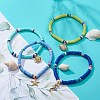 4Pcs 4 Style Handmade Polymer Clay Disc Surfer Stretch Anklets Set AJEW-AN00503-2