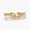 Brass Micro Pave Cubic Zirconia Fold Over Clasps KK-P164-16-2