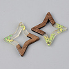 Transparent Resin & Walnut Wood Pendants RESI-S389-028A-D01-2