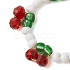 Cherry Glass Beads Finger Rings RJEW-JR00728-4