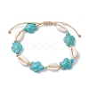 Natural Shell & Synthetic Turquoise Braided Bead Anklets AJEW-AN00562-02-1