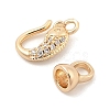 Brass Micro Pave Clear Cubic Zirconia Hook and S-hook Clasps KK-C080-01G-2