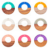 Beadthoven 18Pcs 9 Colors Resin & Walnut Wood Pendants RESI-BT0001-07-1