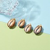 Natural Cowrie Shell Wire Wrapped Pendants PALLOY-JF00571-01-4