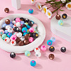 Pandahall 50Pcs 10 Colors Round with Star Food Grade Eco-Friendly Silicone Beads SIL-TA0001-47-11