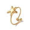 Ion Plating (IP) 304 Stainless Steel Starfish Open Cuff Rings for Women RJEW-M167-08C-G-1