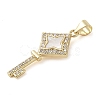 Brass Micro Pave Clear Cubic Zirconia Pendant KK-I712-58G-02-2