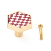 Hexagon with Grid Pattern Brass Box Handles & Knobs DIY-P054-A02-1